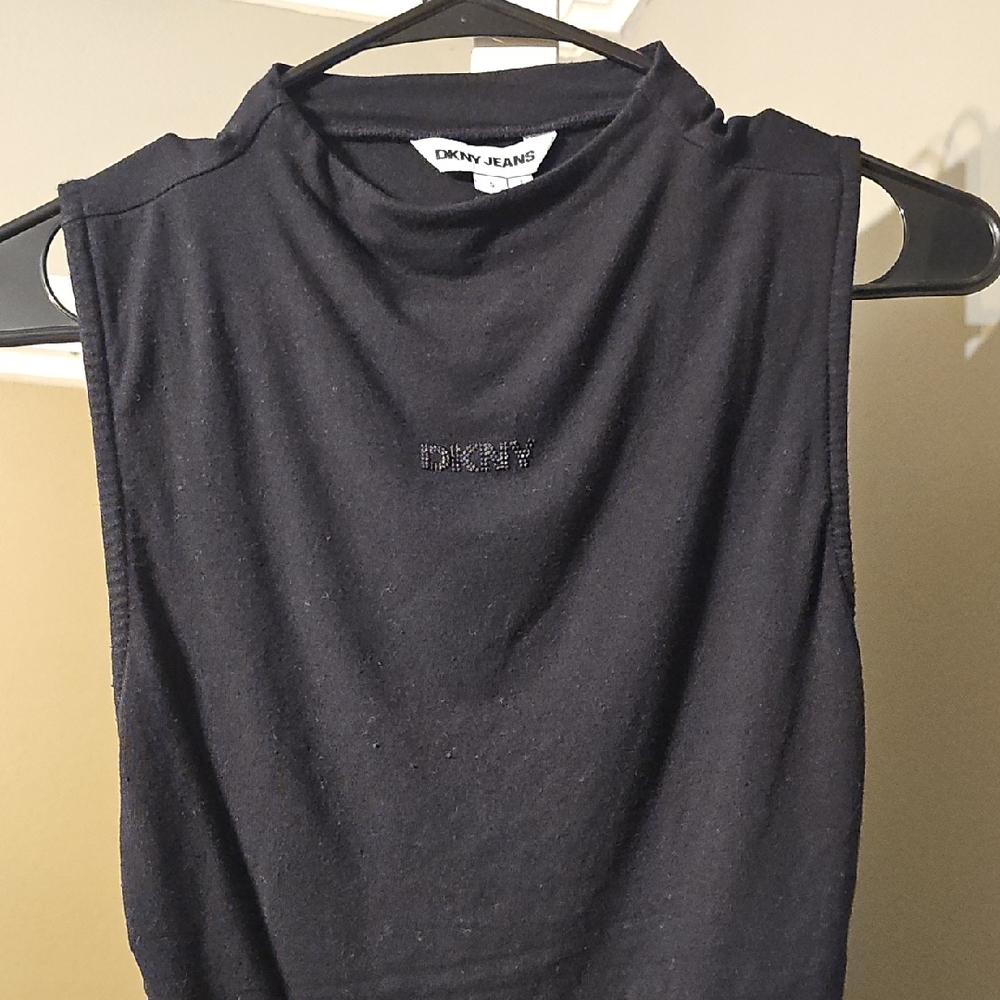 DKNY Black High-Neck Tank Top